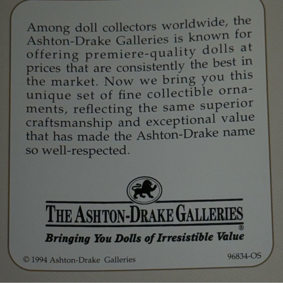 Ashton-Drake Heirloom Ornaments "Brahms' Lullaby" "Little Jack Horner" "Justin" - Picture 6 of 9